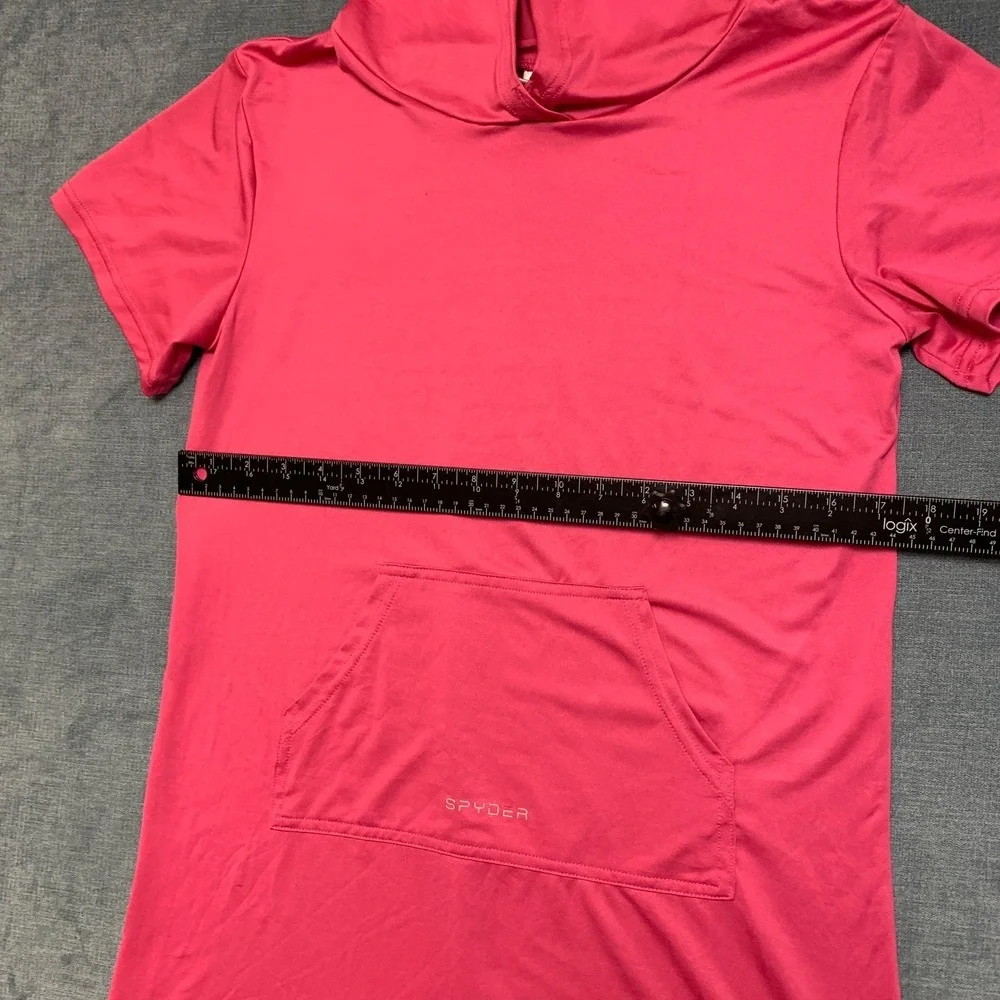 Spyder Swimsuit Cover Up Girls XL Pink Stretch Hood Short Sleeve Beach Swimwear